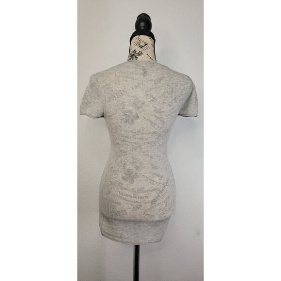 BCBG MaxAzria Cotton Cashmere Knit Tshirt Sz Small Gray Delicate Short Sleeves - Picture 5 of 9